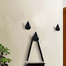 Creativo Gocce d'acqua Ganci da parete Decorazione della casa Resina Murale 3D Appendiabiti Ganci singoli Appendiabiti da parete, Dimensioni: Taglia piccola (Nero)