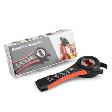 Utensile da cucina apribottiglie in plastica multifunzionale 5 in 1 (nero e rosso)