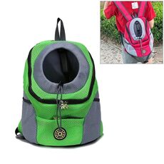Borsa da viaggio per cani da compagnia all'aperto Borsa anteriore Doppia spalla Zaino da viaggio portatile Zaino in rete Testa, Taglia: S (Verde)