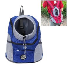Borsa per cani da compagnia per animali domestici Borsa anteriore Borsa doppia spalla Zaino da viaggio portatile Zaino in rete Testa, taglia: S (blu)