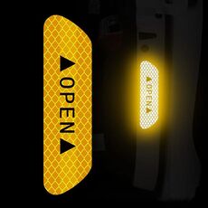 Nastro riflettente APERTO Marchio di avvertenza Accessori per biciclette Adesivi per portiere auto (Giallo)