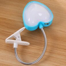 Mini Love Heart Clip LED Lampada da libro Lampada da lettura Libro da scrivania Lampada da tastiera Luce per occhi Proteggi energia Risparmio energetico Luci notturne (blu)