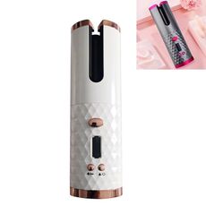 Arricciacapelli automatico con ricarica USB Mini ferro arricciacapelli multifunzione wireless portatile con display LCD (bianco)