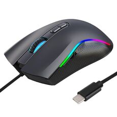 HXSJ A869 Type-C 7200 dpi 6 modalità Mouse da gioco cablato con luce RGB regolabile a 7 tasti