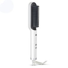 K-SKIN KD380 Piastra per capelli lisci elettrica Bigodino per capelli Spazzola per pettine PTC Riscaldamento Spazzola per capelli lisci in ceramica, spina UK (bianca)