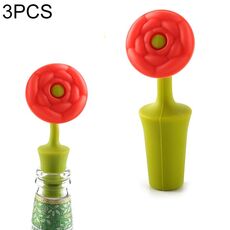 3 pezzi Tappo per vino in silicone con tappo per conservazione di bevande per vino creativo (rosa rossa)