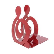 2 PCS Note musicali Fermalibri in metallo Supporto in ferro Supporto da scrivania Supporti per libri (Alti rossi)