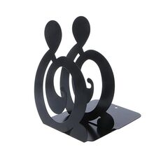2 PCS Note musicali Fermalibri in metallo Supporto in ferro Supporto da scrivania per libri (Alti neri)