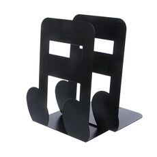 2 PCS Note musicali Fermalibri in metallo Supporto in ferro Supporto da scrivania Stand per libri (Sedicesimo nero)