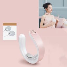 Strumento intelligente per il massaggio della spalla e del collo PGG Massaggio fisioterapico della colonna vertebrale cervicale Riscaldamento Strumento multifunzione per la protezione del collo, Stile: con toppa (rosa)