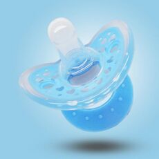 Ciuccio per neonato in silicone morbido a testa tonda resistente allo strappo (azzurro cielo)