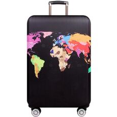 Custodia protettiva anti-graffio per valigia da viaggio Custodia elastica, taglia: M da 22 a 24 pollici (mappa del mondo)