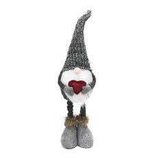 Decorazioni natalizie Bambola senza volto lavorata a maglia elasticizzata Figura in piedi Ornamenti per bambola di Babbo Natale (grigio)