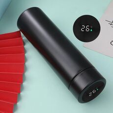 Tazza da lavoro creativa per boccetta da vuoto in acciaio inossidabile 304 con display intelligente della temperatura per studenti e studentesse, stile: alta qualità (nero)