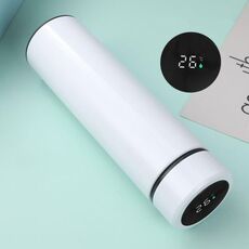 Tazza da lavoro creativa per boccetta da vuoto in acciaio inossidabile 304 con display intelligente della temperatura per studenti e studentesse, stile: alta qualità (bianco)