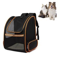 Zaino per animali domestici traspirante a rete completa per zaino per animali domestici facile da uscire (arancione)