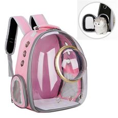 Zaino per animali domestici con capsula spaziale panoramica trasparente Cat Esci Zaino portatile traspirante con coperchio (rosa)