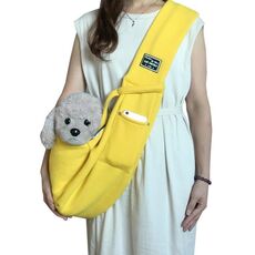 Borsa a tracolla messenger in cotone per animali domestici, colore: giallo