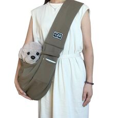 Borsa a tracolla messenger in cotone per animali domestici, colore: cachi