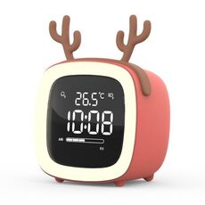 Cartoon Deer Shape Bambini Snooze Sveglia LED per studenti ricaricabile USB multifunzionale (arancione)