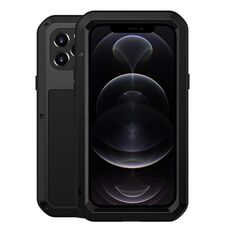 Custodia protettiva antipolvere impermeabile antiurto in metallo LOVE MEI per iPhone 12 Pro (nero)