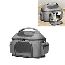 Borsa portatile per animali domestici per gattini e cani Borsa a tracolla pieghevole per animali domestici Zaino per animali domestici (grigio chiaro)