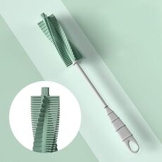 Spazzola per la pulizia della tazza con manico lungo per biberon in silicone Spazzola per biberon rotante a 360 gradi(Verde)