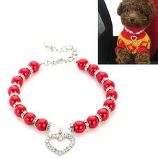 5 pezzi Articoli per animali domestici Collana di perle Collari per animali Accessori per cani e gatti, Taglia: L (Rosso)