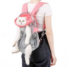 Doglemi Pet Outing Backpack Borsa a tracolla per cani Borsa a tracolla per cani in rete traspirante Borsa per gatti, taglia: M (rosa grigio)