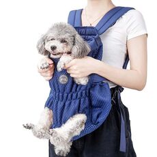 Doglemi Pet Outing Backpack Borsa a tracolla per cani Borsa a tracolla in rete traspirante Borsa per cani, taglia: L (blu)