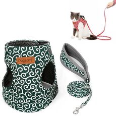 DogLemi Pet Cat Traction Rope Chest Harness Vest Type Traction Suit Cat Walking Rope, Taglia: XS (Verde)