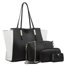 4 in 1 Borsa da abito semplice alla moda Borsa a tracolla grande capacità (nera)