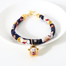 4 pezzi Lucky Cat Copper Bell Regolabile Pet Cat Dog Collare Collana, Taglia: S 20-25 cm (Navy Shiba Inu)