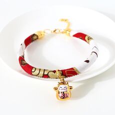 4 pezzi Lucky Cat Copper Bell regolabile Pet Cat Dog Collare Collana, dimensioni: M 25-30 cm (gatto rosso)