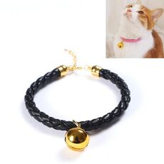 4 pezzi preparati in pelle PU collare a campana regolabile per animali domestici Cat Dog Rabbit Collana con colletto semplice, dimensioni: S 20-25 cm (nero)