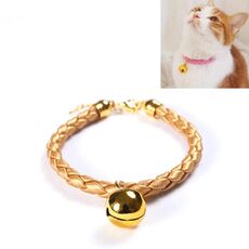 Collare a campana regolabile per animali domestici regolabile in pelle PU, collare semplice per cani e gatti, misura: S 20-25 cm (oro)
