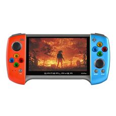 X19 Plus Console di gioco portatile con schermo da 5,1 pollici Supporto memoria 8G Espansione scheda TF e uscita AV (rosso + blu)