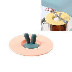 Coperchio di chiusura della tazza del silicone di forma delle orecchie di coniglio del commestibile Coperchio di chiusura della tazza del fumetto Coperchio antipolvere a prova di perdite(Rosa)