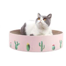 Lettino giocattolo per affilare gli artigli del gatto ondulato rotondo, colore: rosa 36x36x8cm