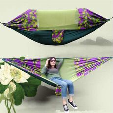 Amaca con zanzariera stampata in tessuto per paracadute amaca da campeggio all'aperto, dimensioni: 275X145cm (foglia d'acero)