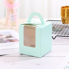 30 PCS trasparente finestra 1 pezzo di cartone portatile Cup Cake Box Mousse Pastry Box Verde