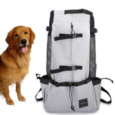 Zaino portatile per animali domestici, ventilato e traspirante, lavabile, taglia: L (grigio chiaro)