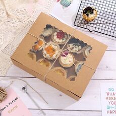 Confezione da 10 pezzi con finestra aperta, vibrazione, scatola morbida per muffin (pelle bovina)