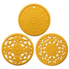 3 in 1 flower hollow flower isolasulation pad Isolamento anti-scottalina anti-scottatura ciotola set (giallo)