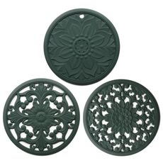 3 in 1 set di isolamento del calore del silicone del floreale cavo antiscivolo del ciotola del ciotola del vaso della vasca (verde)