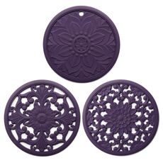 3 in 1 flower Hollow Flower Silicone Isolandolo di calore Pad Anti-scottalina Pot Bowl Set (viola)