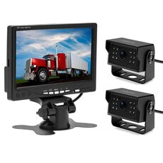 A1510 7 pollici HD Car 12 IR Visione notturna Vista posteriore Monitor retrovisore doppia telecamera di backup, con cavo da 15 m