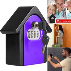 Scatola di sicurezza per armadietto a muro con password a forma di capanna, con 1 chiave (viola)