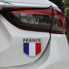 Adesivo decorativo per auto in metallo a forma di scudo con bandiera francese