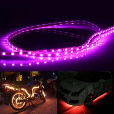 5 PCS 45 LED 3528 SMD Striscia flessibile per auto impermeabile per decorazione auto, CC 12V, Lunghezza: 90 cm (luce rosa)